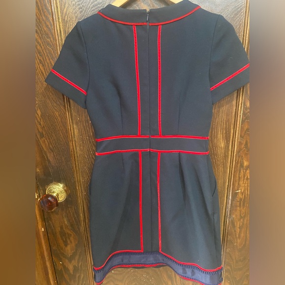 Boden- Edith Trim Detail Dress, Navy w/Red Piping, Grograin Ribbon Trim, Size 2P - Picture 8 of 11